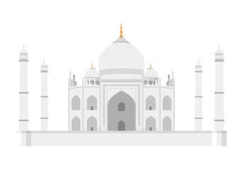 Taj Mahal, Agra, India. Isolated on white background vector illustration.
