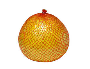 pomelo in a red grid on a white background isolated