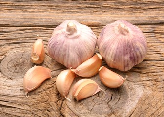 Garlic on the wooden background