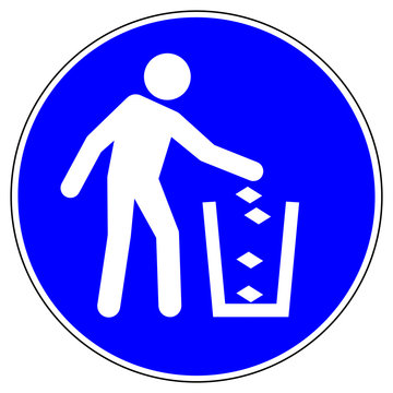 shas529 SignHealthAndSafety shas - German / Gebotszeichen: Bitte benutzen Sie Abfalleimer - Abfallbeh&auml;lter - M&uuml;lleimer - english / mandatory action sign: please use litter bins provided - xxl g5156