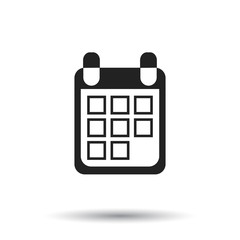 Calendar icon on isolated background, vector illustration. Flat style. Icons for design, website.