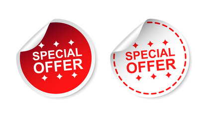 Special offer sticker. Business sale red tag label vector illustration on white background.