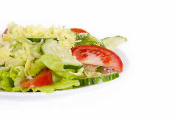 light summer salad on the white background