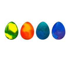 Watercolor Easter eggs design on a white background