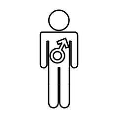 male figure with symbol isolated icon vector illustration design