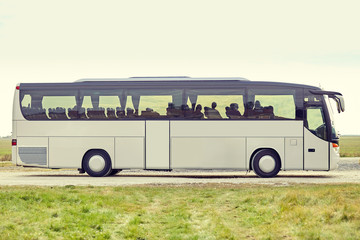 tour bus staying outdoors