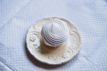 Homemade vanilla and rosewater marshmallows, selective focus