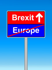 Der Brexit kommt, Schild vor blauem Himmel