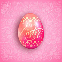 Fototapeta premium Pink Easter egg with floral patterns