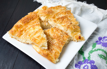 Cheese pie covered with sesame