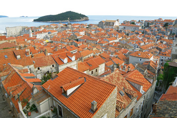 Fototapeta na wymiar Beautiful Landscape of Dubrovnik Old City and Lokrum Island, Croatia