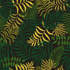 Tropical background with palm leaves. Seamless floral pattern