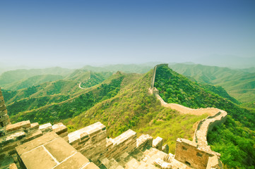 Fototapeta na wymiar View on Great wall by Jinshaling in China