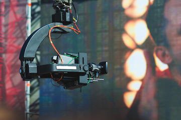 Camera live stream on crane, outside