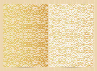 A4 size cards in golden color. Vector luxury templates for restaurant menu, flyer, greeting card, brochure, book cover and any other decoration.