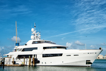 Yacht, boat in bay on water, Key West Florida, USA