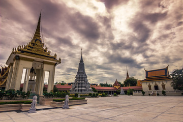 October 09, 2014: Silver pagoda at the Royal Palace of Phnom Penh, Cambodia