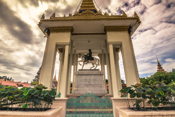 October 09, 2014: Memorial near the Silver pagoda at the Royal Palace of Phnom Penh, Cambodia