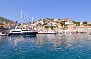 Fototapeta na wymiar landscape of Hydra port Saronic Gulf Greece
