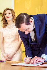 Loving couple in the registry office