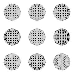 Set of spheres with different holes. Logo design. Vector illustration.