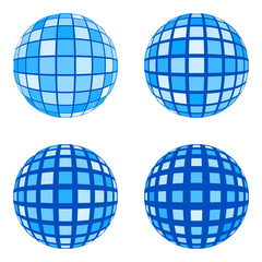Set of communication vector spheres. Isolated 3d globe icons.