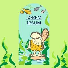  Fisherman and fish. Fishing concept / banner / poster. Vector illustration . Flat design.