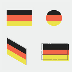 flag with flat design, circle design, isometric design and line design