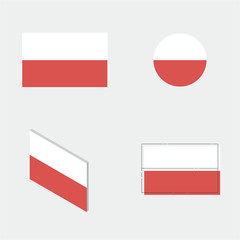 flag with flat design, circle design, isometric design and line design