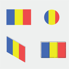 flag with flat design, circle design, isometric design and line design