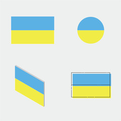 flag with flat design, circle design, isometric design and line design