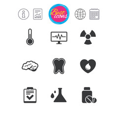 Medicine, medical health and diagnosis icons.