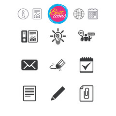 Office, documents and business icons.