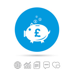 Piggy bank sign icon. Moneybox symbol.
