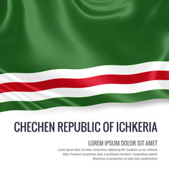 Silky flag of Chechen Republic of Ichkeria waving on an isolated white background with the white text area for your advert message. 3D rendering.