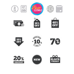 Sale discounts icon. Shopping, deal signs.