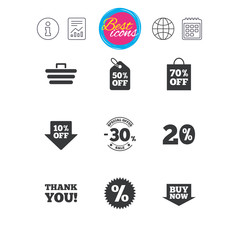 Sale discounts icon. Shopping, deal signs.