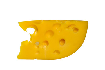 Piece of cheese isolated on a white background