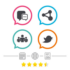 Social media icons. Chat speech bubble and Bird.