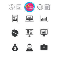 Statistics, accounting icons. Charts signs.