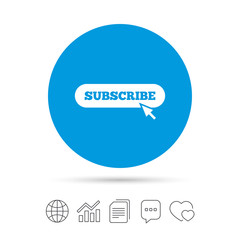 Subscribe with cursor pointer icon. Membership.
