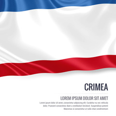Silky flag of Crimea waving on an isolated white background with the white text area for your advert message. 3D rendering.