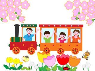 春に家族の鉄道の旅
