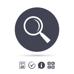 Magnifier glass sign icon. Zoom tool. Navigation.