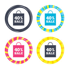 40 percent sale bag tag sign icon.