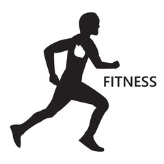 Fototapeta na wymiar The silhouette of a runner with heart black fitness