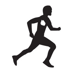 Fototapeta na wymiar The silhouette of a runner with heart black