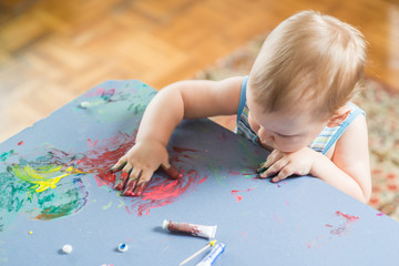Painting baby hand