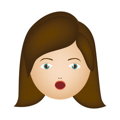 colorful cartoon human female face surprised vector illustration