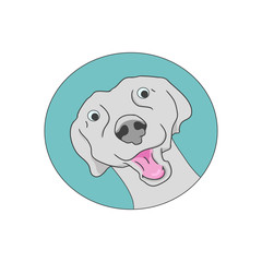 Grey dog head of a dog, the emblem on a white background, vector illustration
